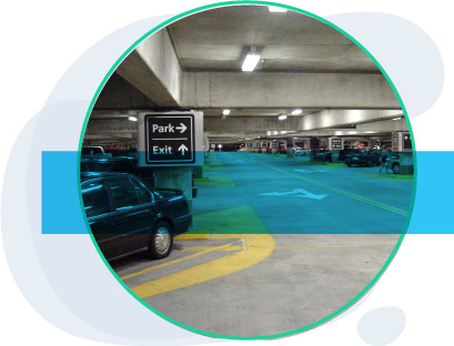 Inside of parking garage